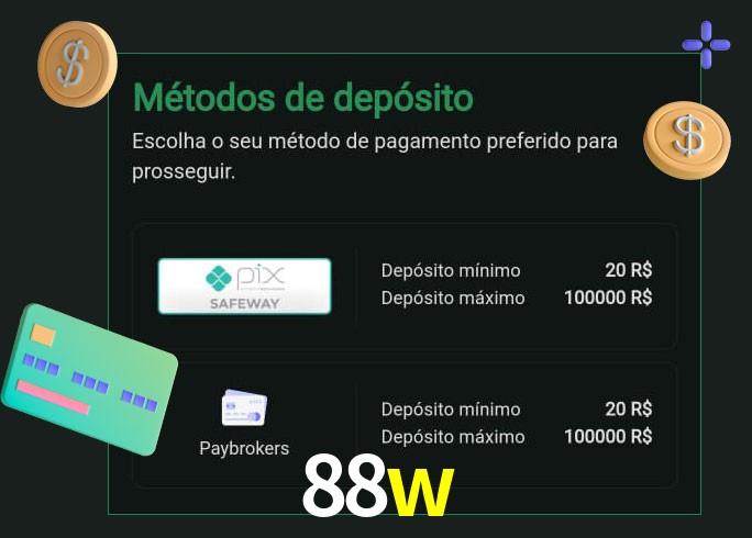 O cassino 88w oferece uma grande variedade de métodos de pagamento